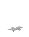 Silver metallic trivet by Alessi, shaped like a stylized human figure with small feet.