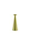Lime green conical Bedin lamp by Alessi with a rounded top and matte finish.