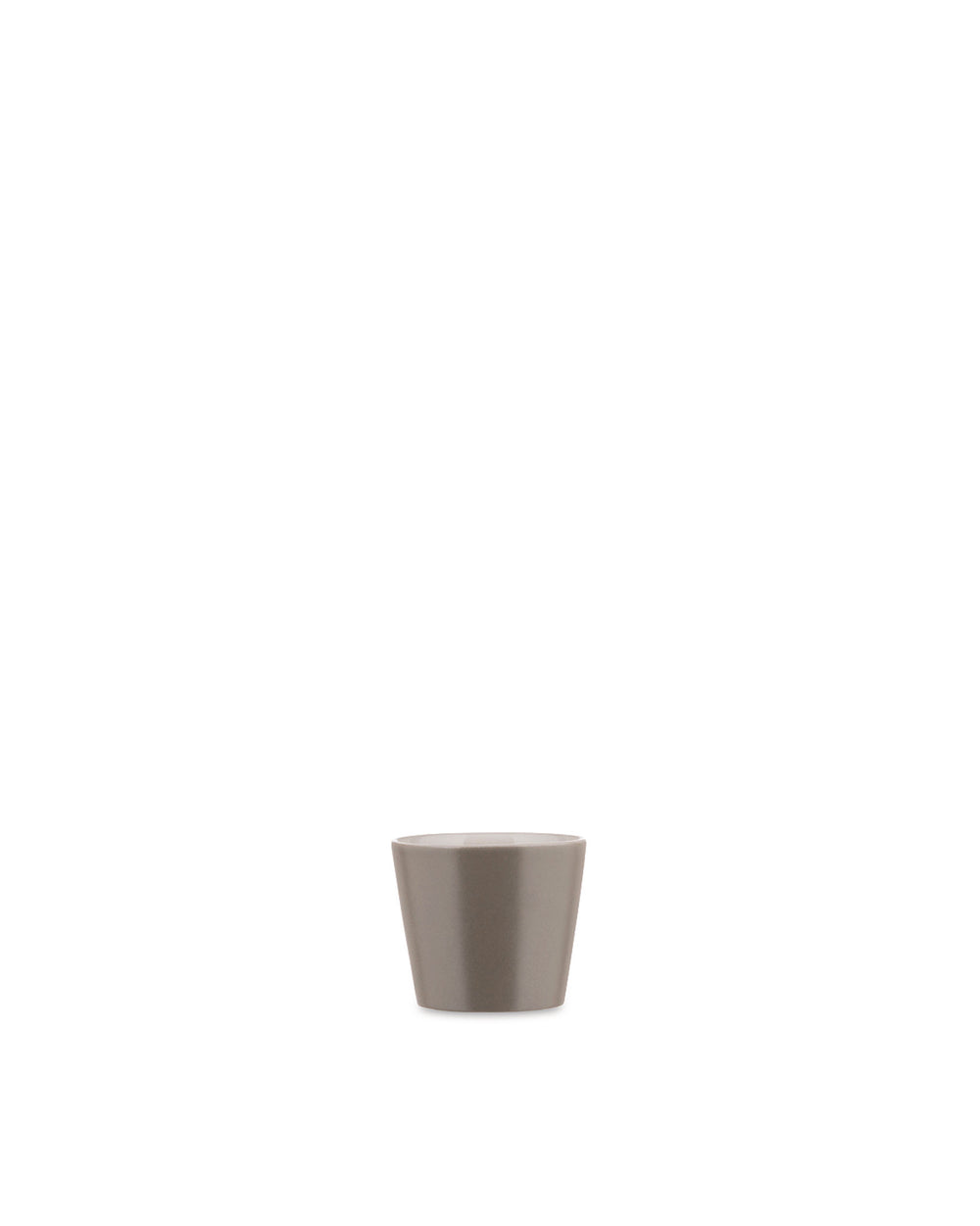 Gray Tonale cup by Alessi with a conical shape and smooth, matte finish.