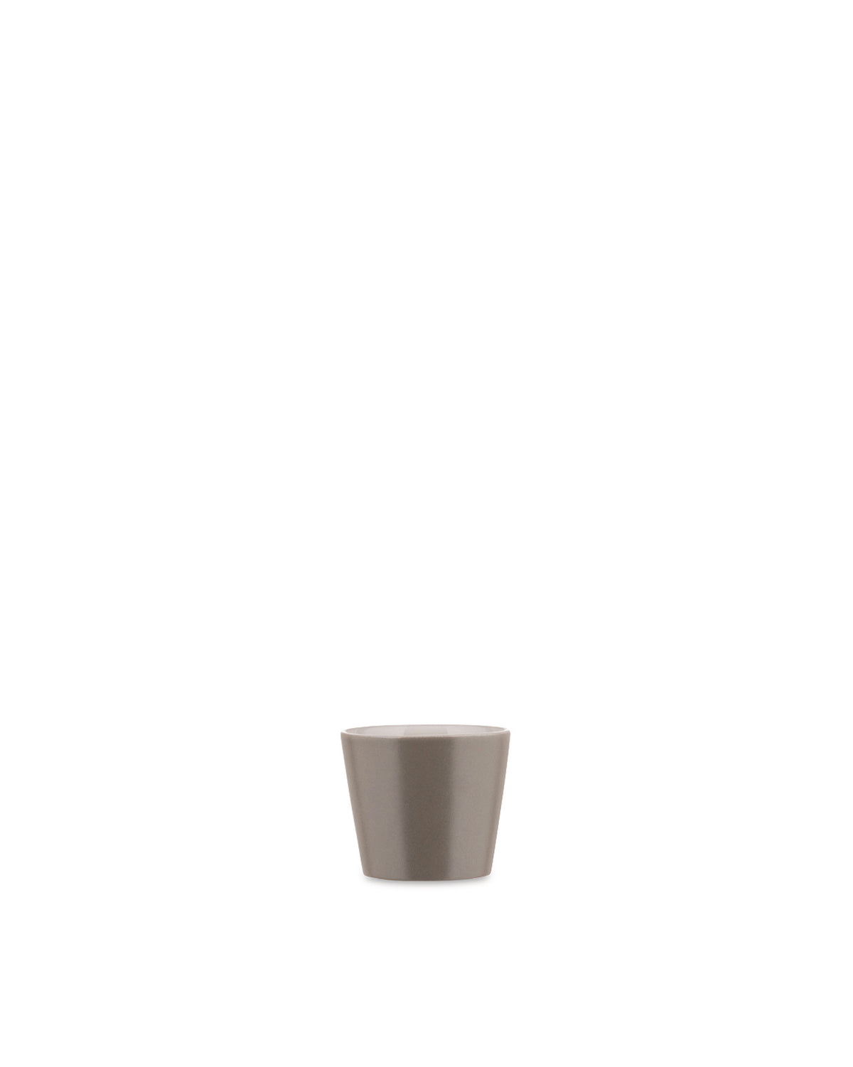 Gray Tonale cup by Alessi with a conical shape and smooth, matte finish.