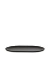 Black oval tray by Alessi featuring a distinct pleated rim.