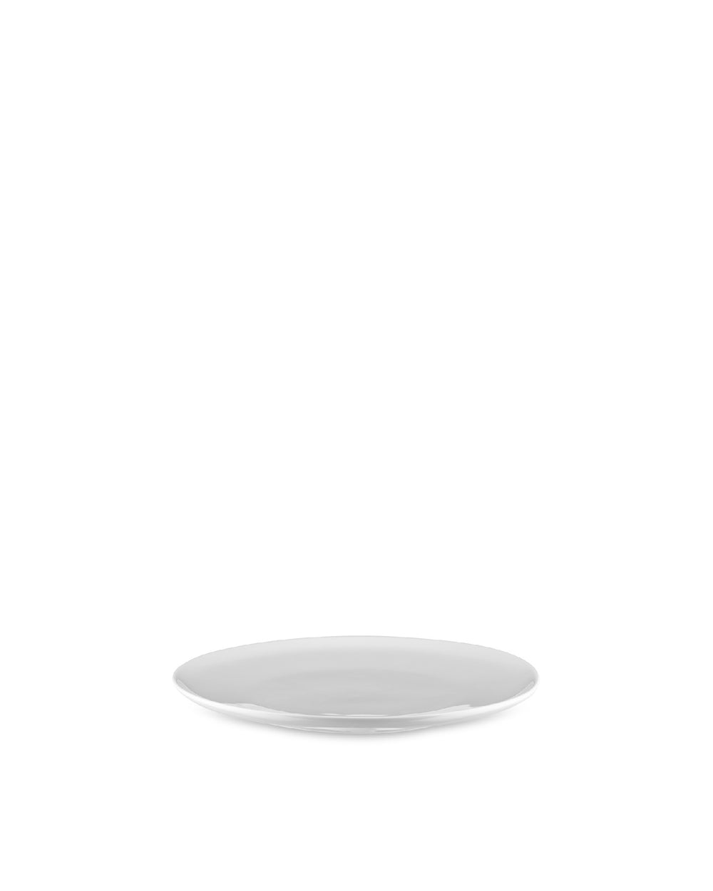 White round side plate by Alessi with a subtle, gently curved rim.