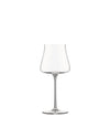 Clear red wine glass by Alessi, with a wide bowl, slender stem, and elegant design.