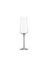 Clear glass champagne flute by Alessi with a contemporary tapered bowl and slender stem.