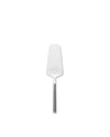 Silver-toned polished cake server by Alessi with a sleek, minimalist design, shown vertically.