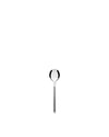 Silver polished metal coffee spoon by Alessi, a single minimalist piece with a rounded bowl and slender handle, centered vertically.