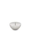 A polished silver container by Alessi with a flat top and a central vertical slot.
