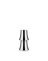 Silver metallic lamp by Alessi, with two stacked bell-shaped sections and polished reflections.