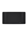 Black rectangular tray by Alessi with rounded edges and a brand label in the corner.