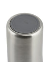 Brushed stainless steel thermo insulated tumbler by Alessi, with a gray cap embossed with 'ALESSI BKID 2025'.
