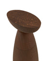 Dark brown wooden spice grinder by Alessi, featuring a conical base and tilted oval top with visible grain.