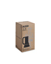 Espresso coffee maker by Alessi, in its brown cardboard packaging with a black silhouette and C.P. Company branding.