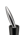 Sleek matte black and polished silver spice grinder by Alessi, featuring an angled conical top.