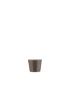 Taupe conical cup by Alessi with a smooth, tapered design.