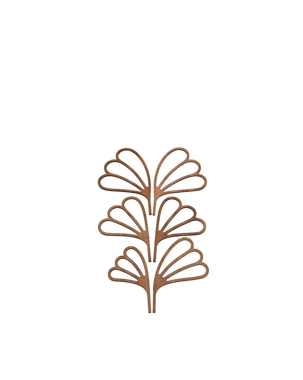 Brown wooden fragrance diffuser by Alessi, with a three-tiered fan-shaped botanical design.