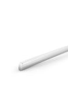 Silver-tone polished flatware piece by Alessi with a smooth, rounded end, angled on white.