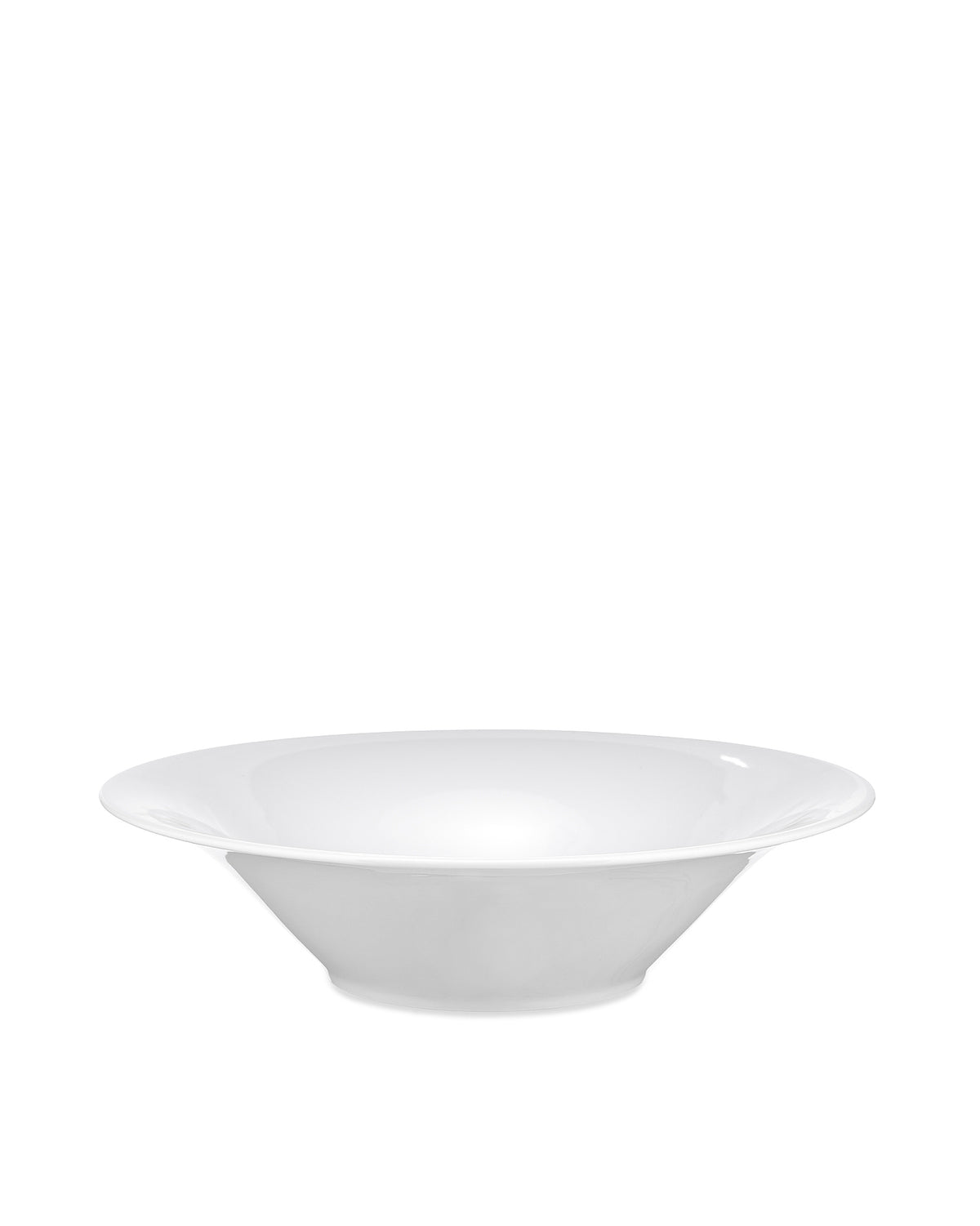White salad serving bowl by Alessi with a wide, gently flared rim, shown from a side view.