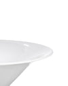 White ceramic salad serving bowl by Alessi with a wide, glossy rim, cropped view.