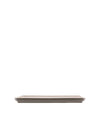 Rectangular taupe ceramic platter by Alessi, with subtly curved edges, presented from a side view.