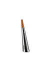 Conical metal grater with a brown wooden handle by Alessi, featuring fine grating holes.