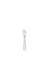 Silver dessert fork by Alessi, featuring a polished finish and three tines, on a white background.