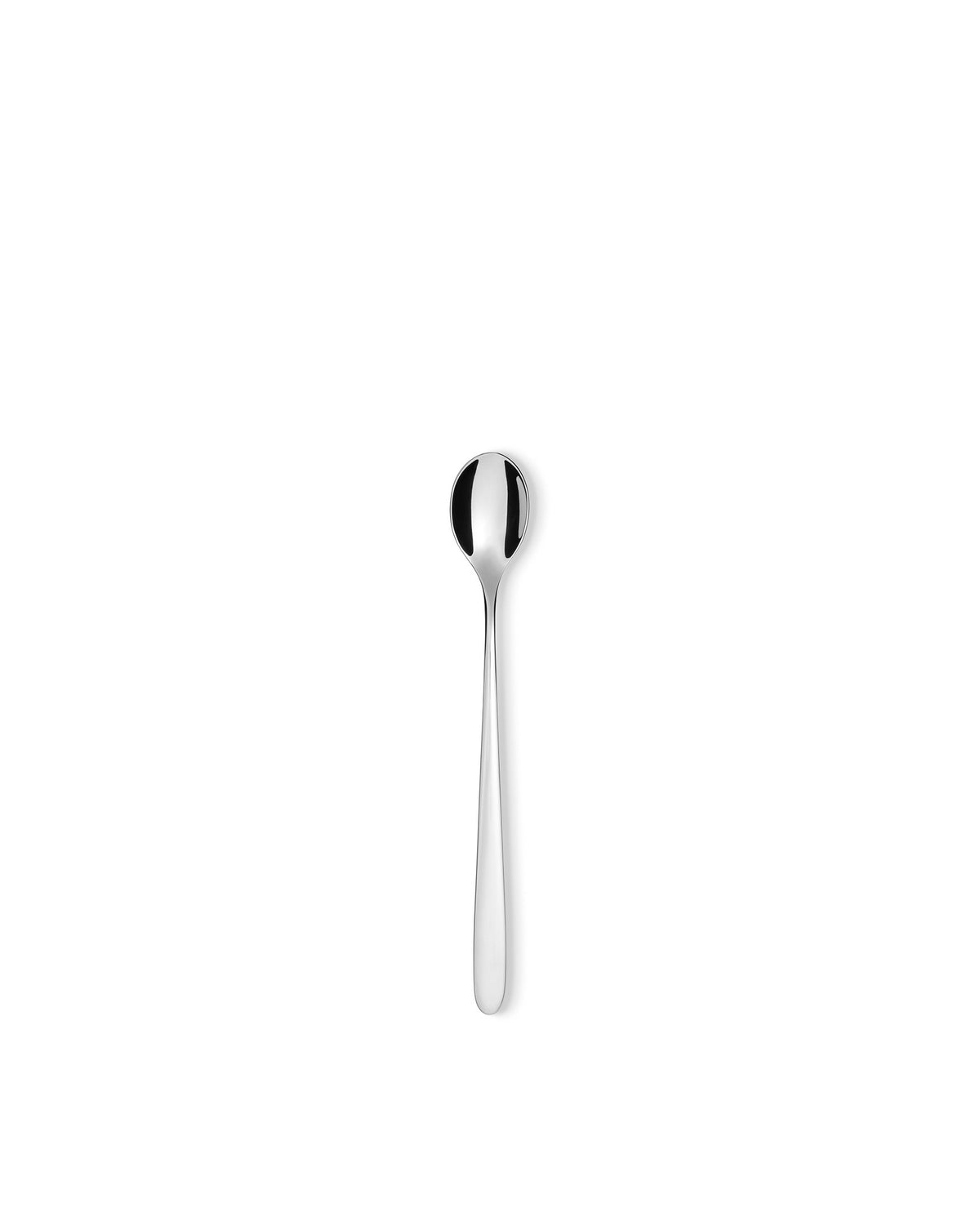 Silver metal spoon by Alessi with a sleek, reflective finish.