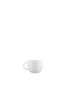 White ceramic cup by Alessi with a smooth, rounded body and simple handle.