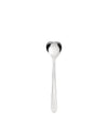 Silver heart-shaped spoon by Alessi, polished metal centered on a white background.