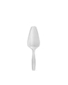 Silver pie server by Alessi with a sleek, polished finish, centered on a white background.