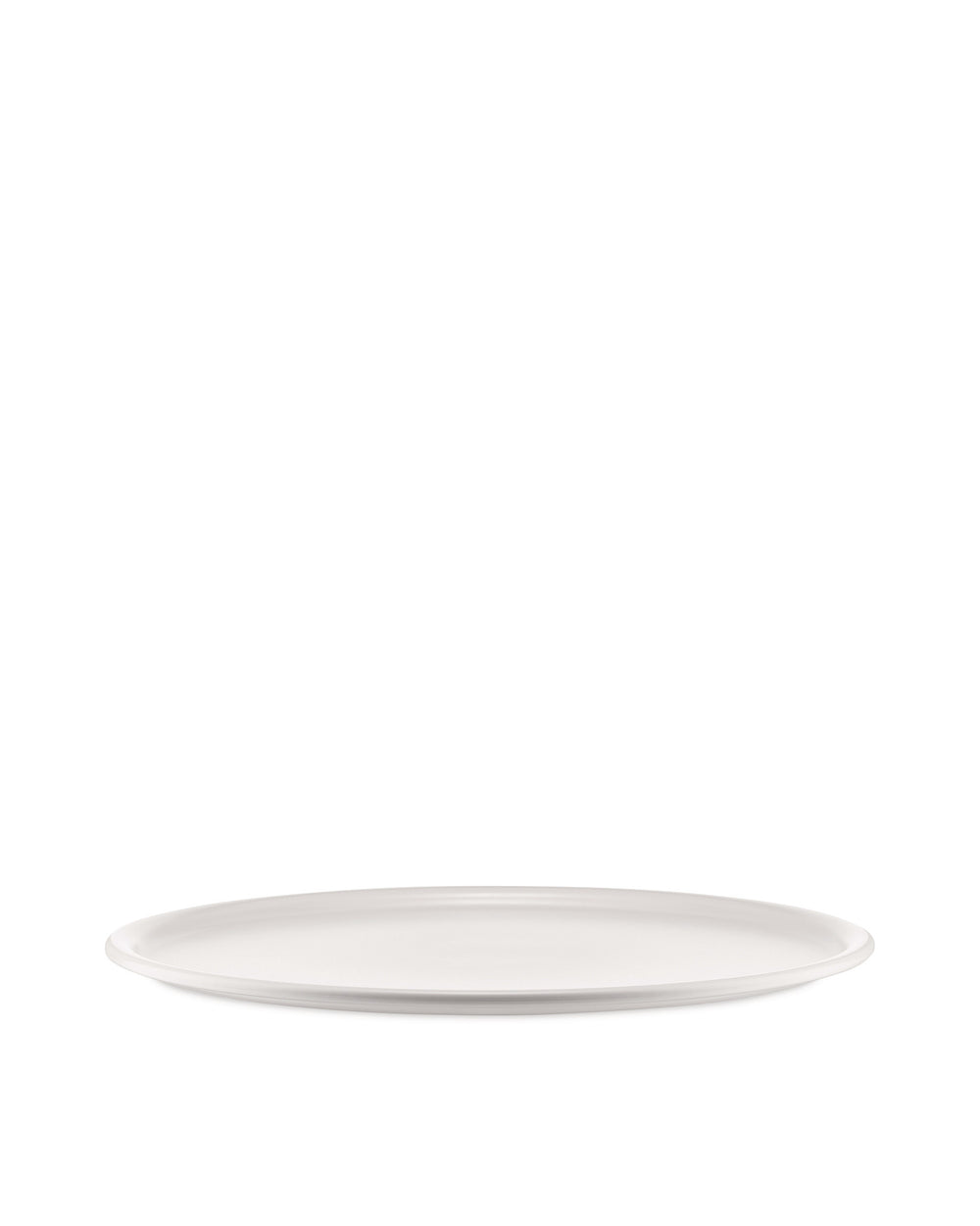 White oval serving platter by Alessi, a minimalist piece with a smooth surface.