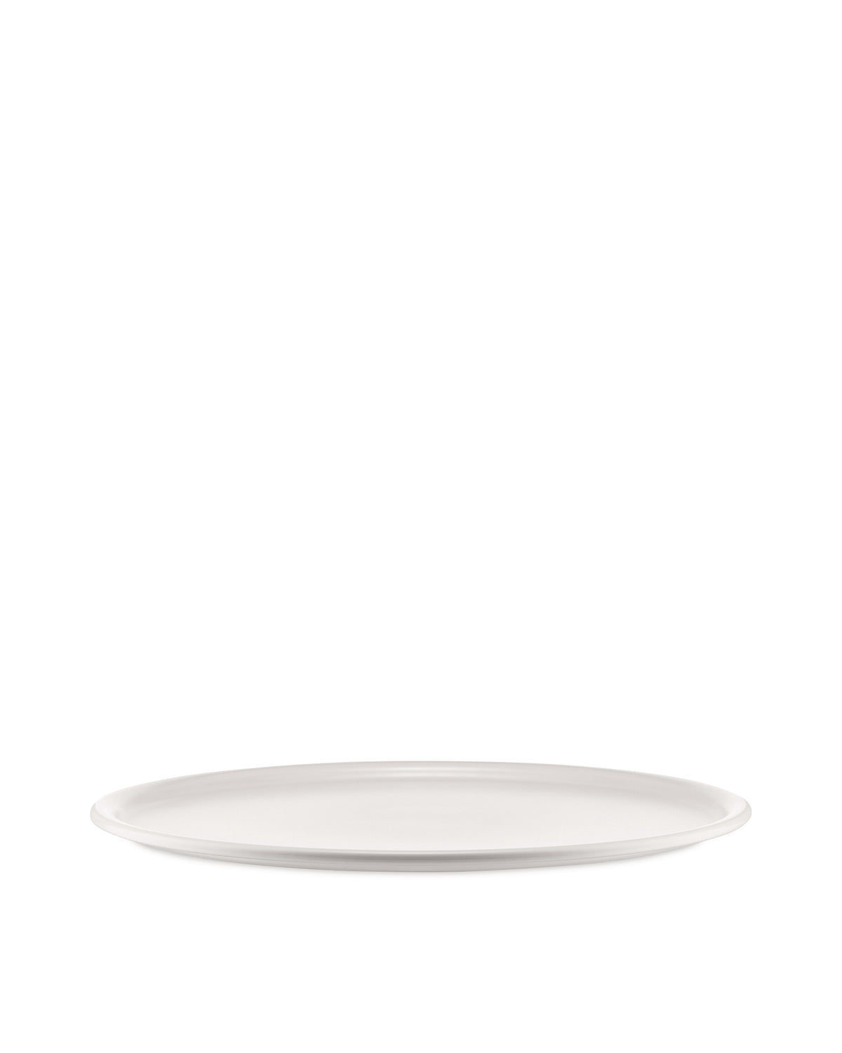 White oval serving platter by Alessi, a minimalist piece with a smooth surface.