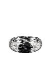 Silver stainless steel Barknest by Alessi with an organic, cut-out bark pattern.