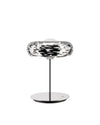 Chrome-plated Barklamp by Alessi, featuring an intricate bark-like cutout shade and a shiny round base.