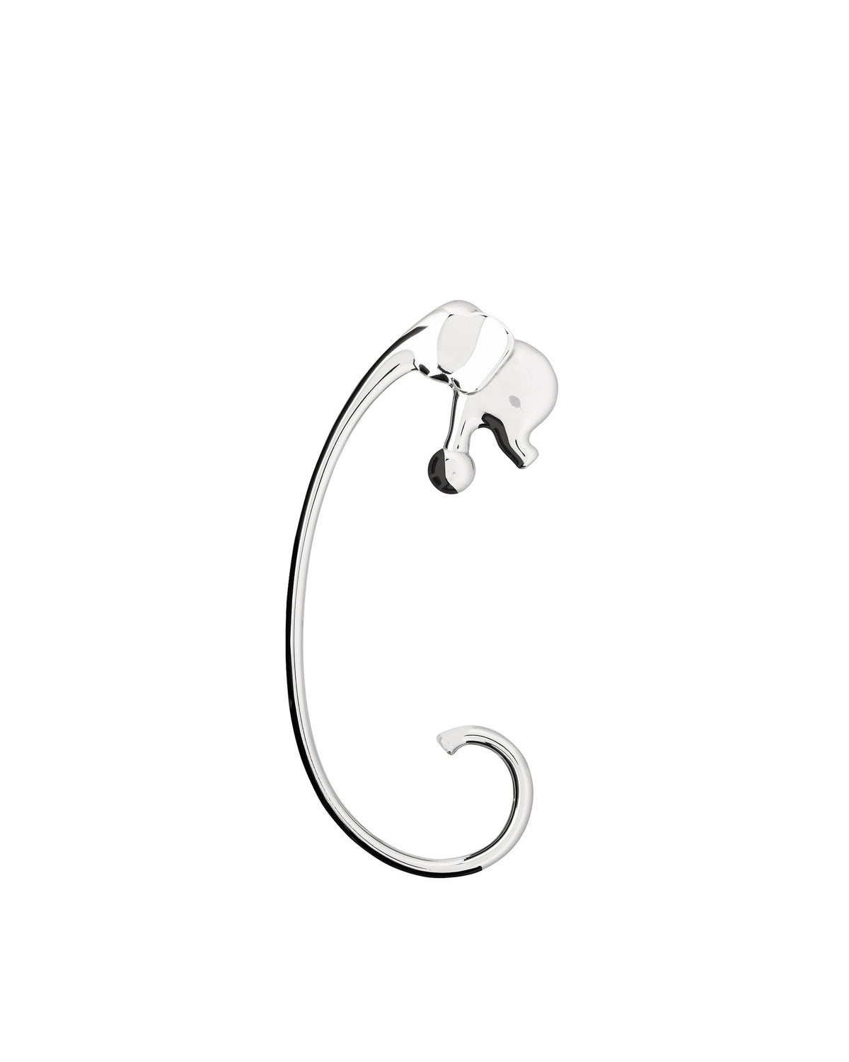 Silver-tone elephant ear cuff by Alessi, featuring a polished, reflective finish on a white background.