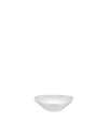 White dinner bowl by Alessi, from the Colombina collection, featuring a smooth, gently curved, oval shape.