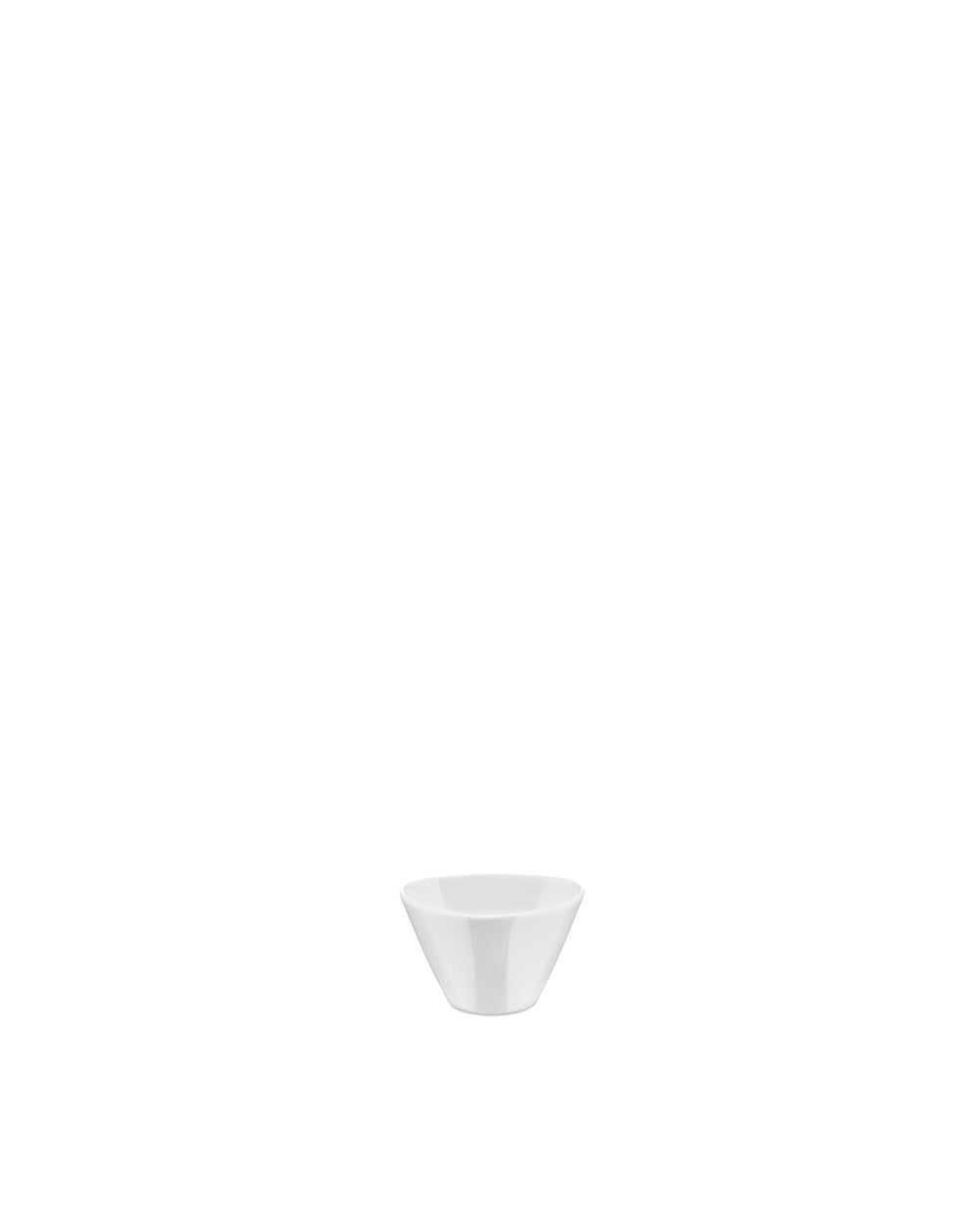 White ceramic cone-shaped bowl by Alessi, with a glossy finish on a white background.