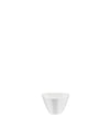 Small white porcelain bowl by Alessi with a distinctive conical, triangular shape.