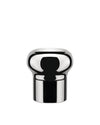 Chrome bottle stopper by Alessi with a sleek, polished finish and an abstract, reflective top design.