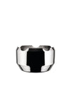Polished stainless steel ashtray by Alessi, with a modern, faceted design and three cigarette rests.