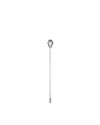 The tending box by Alessi, a polished silver metal honey dipper with a geometric cage head.