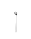 Silver metal Acacia honey dipper by Alessi, featuring a spherical openwork head with hexagonal patterns.