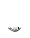 Geometric fruit bowl by Alessi, crafted from silver and black metal with irregular faceted panels.
