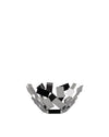 Stainless steel fruit bowl by Alessi, featuring a fragmented, geometric design with reflective surfaces.