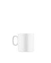 White ceramic mug by Alessi with a simple design and round handle.