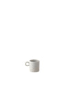 Light grey ceramic mug by Alessi with a simple round handle.