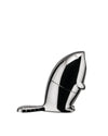 A polished silver beaver-shaped Kastor object by Alessi with a detailed cross-hatched tail, side view.