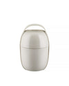 A sleek light gray food container by Alessi, featuring a stacked design, top handle, and subtle brand logo.