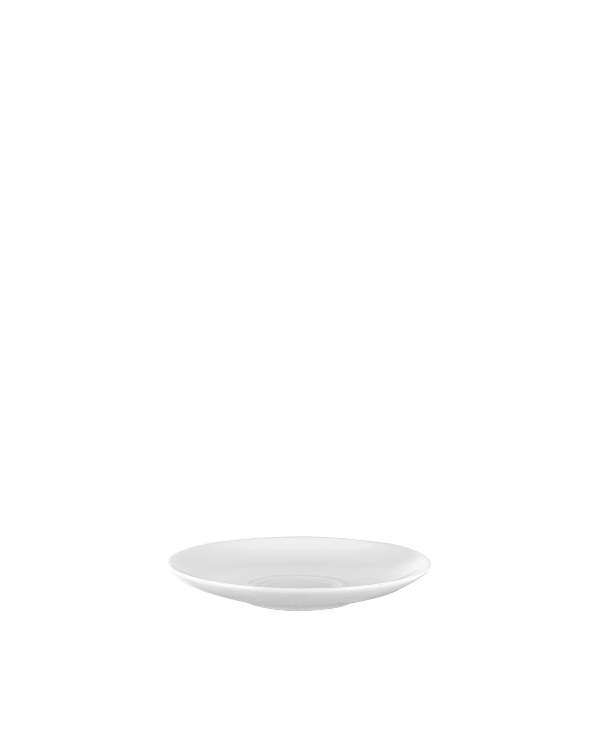 White Mami saucer by Alessi, a simple round plate with a subtle raised rim.
