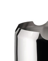 Polished steel bottle holder by Alessi, featuring a wavy, sculpted rim and a brushed interior, in a cropped view.