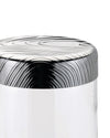 Silver metallic 'Veneer' by Alessi featuring concentric wavy grooves and a high-gloss finish.
